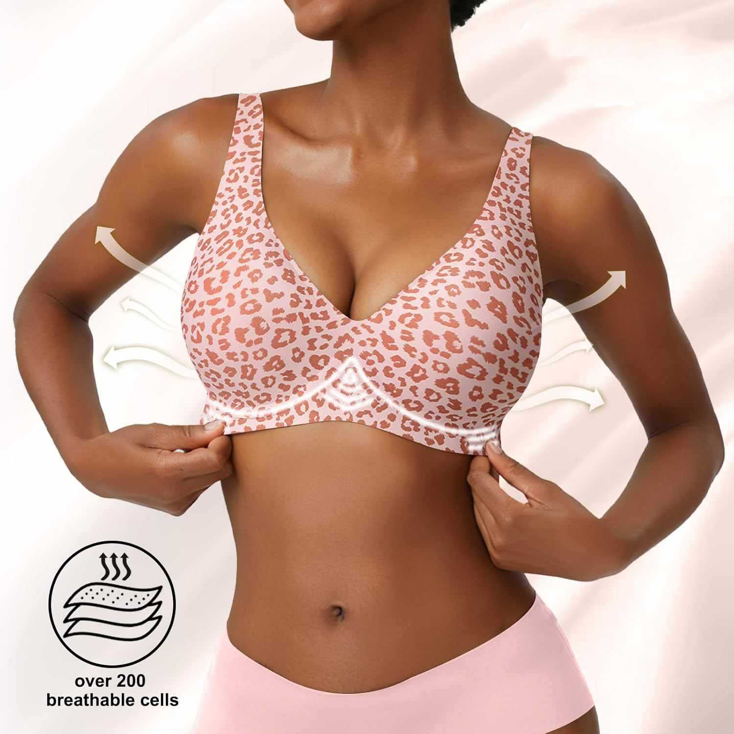 Women's Seamless Pink Leopard  - Plunge Bra Push Up review and price